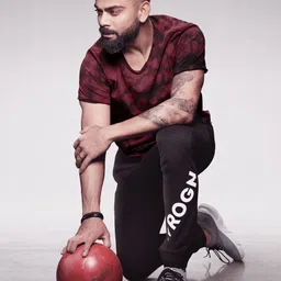 WROGN Black Solid Straight Fit Joggers with Logo Printed Detailing-image-96