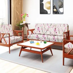 ohello 10 Pcs Grey & Pink Stretchable Elasticated Printed Polyester Sofa Seat Covers-3