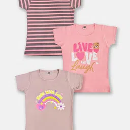 Here&Now x Game Begins Girls Set of 3 Pure Cotton Printed T-shirts-47