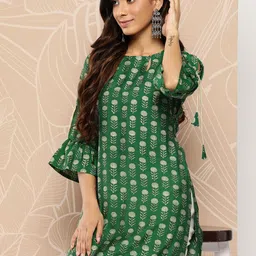 Libas Floral Printed Keyhole Neck Bell Sleeves Floral Kurta-image-46
