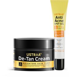 Ustraa Set of Men De-Tan Face Cream 50 g & Oil Free Anti-Acne Spot Gel 15 g-12