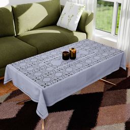 Kuber Industries Grey Ethnic Motifs Printed Cotton Anti-Skid Rectangle Table Cover-39