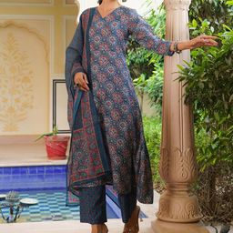 KALINI Women Ethnic Motifs Printed Kurta with Palazzo & Dupatta-image-89