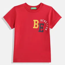 United Colors of Benetton Boys Pure Cotton Brand Logo Printed T-shirt-image-6
