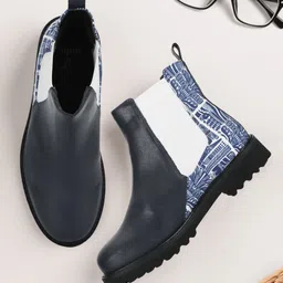 yoho Women Printed High-Top Lightweight Round Toe Block Heeled Chelsea Boots-24