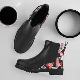 yoho Women Printed High-Top Lightweight Round Toe Block Heeled Chelsea Boots-picture-9