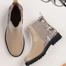 yoho Women Printed High-Top Lightweight Round Toe Block Heeled Chelsea Boots-picture-12