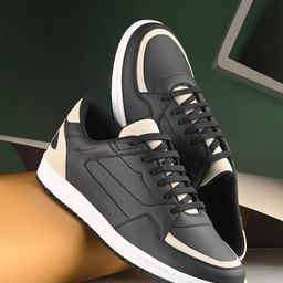 The Roadster Lifestyle Co. Men Black & Beige  Colourblocked Round Toe Sneakers-picture-4