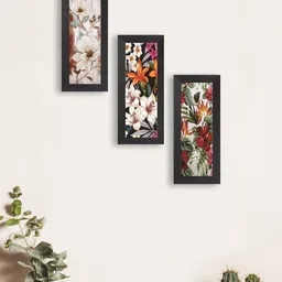 nest ART Multicoloured Set of 3 Flowers Synthetic Wood Wall Art-33