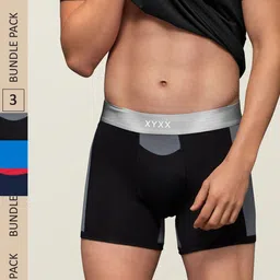XYXX Men IntelliSoft Antimicrobial Micro Modal Pack of 3 Illuminati Trunks XYTRNK3PCKN350-10
