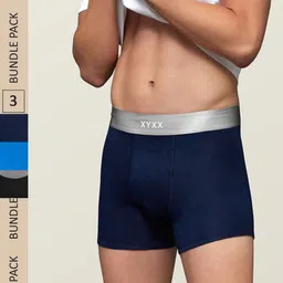XYXX Men IntelliSoft Antimicrobial Micro Modal Pack of 3 Illuminati Trunks XYTRNK3PCKN349-30