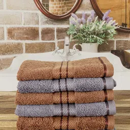 Aura Charcoal & Brown 6 Pieces Cotton 600 GSM Ultra Soft & Highly Absorbent Face Towels-28