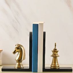 SITARRA LIVING Gold-Toned & Black 2 Pieces Knights Bookends Showpieces-image-33