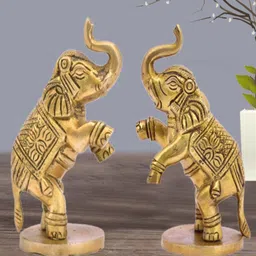 The Advitya Elephant Jumping Pair For Decor Brass Idol Showpiece-image-36