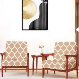 ohello 4 Pcs Beige Stretchable Elasticated Printed Polyester Sofa Seat Covers-image-60
