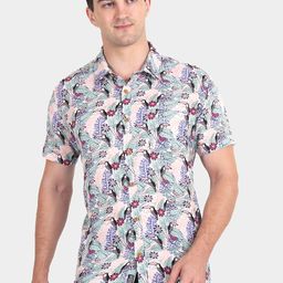 HAUTEMODA Men Floral Printed Spread Collar Pure Cotton Casual Shirt-image-69