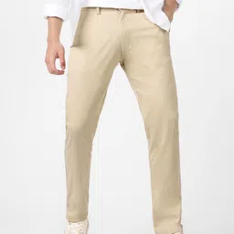 Urbano Fashion Men Cream-Coloured Slim Fit Pure Cotton Chinos-45
