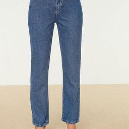Trendyol Women Navy Blue Bootcut High-Rise Pure Cotton Jeans-image-34