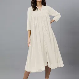 Janasya Dobby Self Design Empire Styled A-Line Chiffon Kurta-15