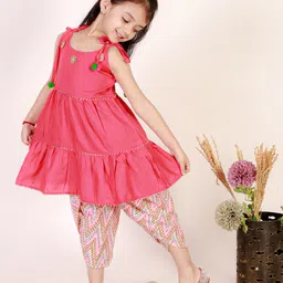 Superminis Girls Tiered Gotta Patti A-Line Pure Cotton Kurta with Dhoti Pants-picture-25
