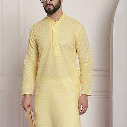 SOJANYA Floral Embroidered Mandarin Collar Pure Cotton Kurta-57