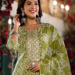 KALINI Women Ethnic Motifs Printed Regular Pure Cotton Kurta with Sharara & With Dupatta-picture-26
