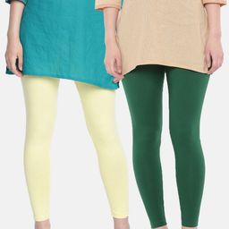 Dollar Missy Women Pack Of 2 Solid Ankle-Length Cotton Leggings-image-66