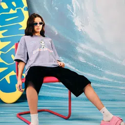 Bonkers Corner Women Graphic Printed Round Neck Cotton Oversized T-shirt-picture-49