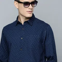 Indian Terrain Men Micro Ditsy Printed Slim Fit Cotton Shirt-picture-30
