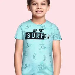 Gini and Jony Boys BlueBlack Skate Print Pure Cotton T-shirt with Removable Applique-26