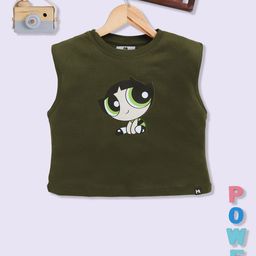 YK X Minute Mirth Girls Powerpuff Girls Printed Cotton Tank Crop Top-image-44