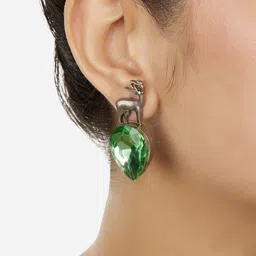 Zaveri Pearls Silver-Plated Contemporary Dazzling Stone Studded Drop Earrings-26
