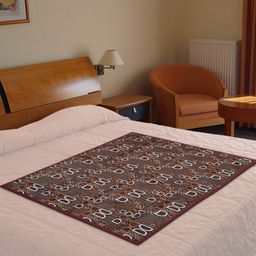 Kuber Industries Brown Square D Printed Oil & WaterproofBoth Sided Bed Server Food Mat-14