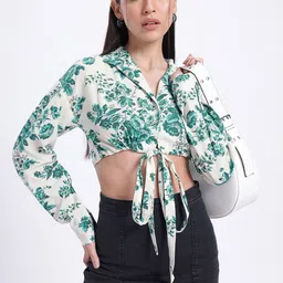 glitchez Bloom & Beyond Floral Print Tie-Up Cropped Top-image-24