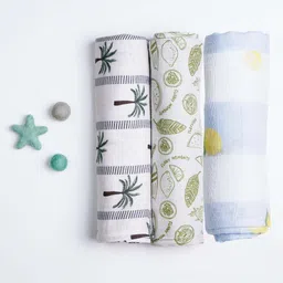 cocoon care Set Of 3 Bamboo Cotton Muslin Swaddles For New Born Baby-picture-3