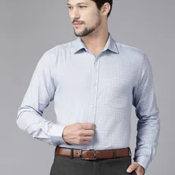Park Avenue Slim Fit Windowpane Checks Pure Cotton Formal Shirt-image-61