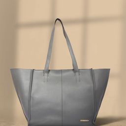 Bagsy Malone Grey PU Oversized Structured Shoulder Tote Bag-21