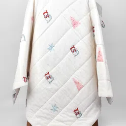 Moms Home Kids Snowman Cream-Coloured & Red Organic Cotton AC Room 300 GSM Single Bed Quilt-image-93