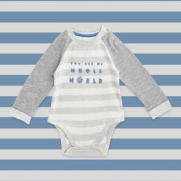 mothercare Infant Boys White & Grey Melange Striped Cotton Bodysuit with Applique Detail-28
