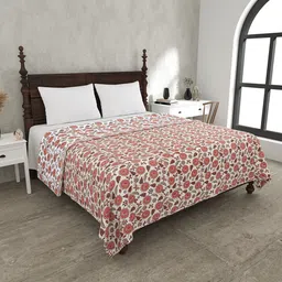 JAIPUR FABRIC Pink & White Mild Winter 120 GSM Pure Cotton Double Bed Dohar-image-78