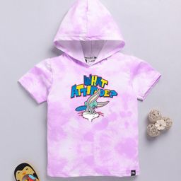 YK X Minute Mirth Boys Tie & Dye Bugs Bunny Printed Cotton Hooded T-shirt-image-85