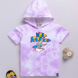 YK X Minute Mirth Boys Tie & Dye Bugs Bunny Printed Cotton Hooded T-shirt-image-30