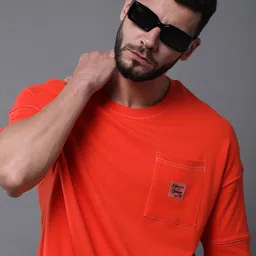 Difference of Opinion Round Neck Cotton Drop Shoulder Sleeves Pockets Oversized T-shirt-image-68