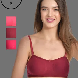 Aimly Pack Of 3 Half Coverage Non-Wired Non-Padded Cotton Push-Up Bra With All Day Comfort-5
