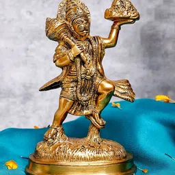 The Advitya Gold-Toned Standing Hanuman Brass Religious Idol Showpiece-picture-17