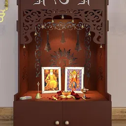 Homscape Brown Ek Omkar Serenity With Inbuilt Focus Light & Spacious Pooja Mandir-30
