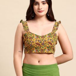Molcha Floral Printed Sweetheart Neck Cotton Saree Blouse-image-57