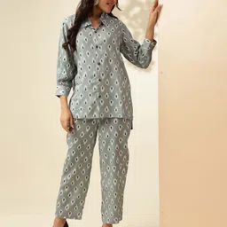 Anouk Printed Shirt Collar Pure Cotton Shirt with Trouser-image-30