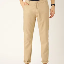 SOJANYA Men Beige Smart Regular Fit Solid Trousers-picture-29