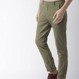 HIGHLANDER Men Olive Green Slim Fit Solid Regular Trousers-image-72